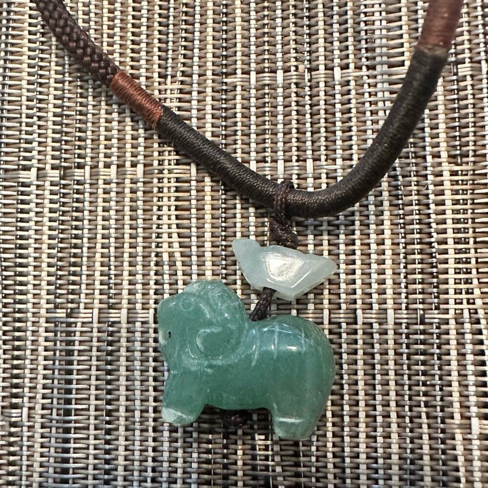 Jade Ram Necklace Green Brown Zodiac Boho Minimalist Dainty Jewelry